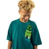 imageMinecraft Creeper Pocket Crew Neck Short Sleeve Boys Green Colorblock TShirtMnc Creeper Pocket