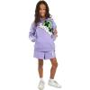 imageMinecraft Creeper Blocks Girls Purple Drop Shoulder Hoodie ampamp Cargo Sweatshorts SetMinecraft Blocks Purple