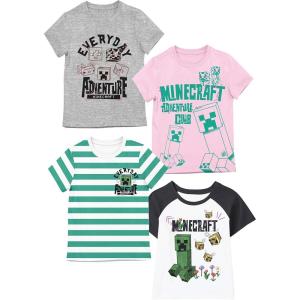 imageMinecraft Adventure Club 4pk Crew Neck Short Sleeve Youth Girls TeesMulicolored