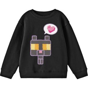 imageMinecraft Block Kitten With Heart Youth Black Crew Neck SweatshirtBlack