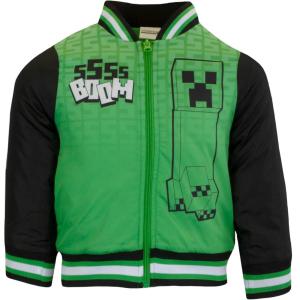 imageMinecraft Bomber Jacket for Boys ZipUp Graphic Print Varsity Jacket for Kids and ToddlersGreen