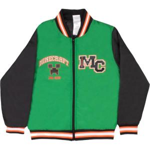 imageMinecraft Bomber Jacket for Boys ZipUp Graphic Print Varsity Jacket for Kids and ToddlersGreen and Black