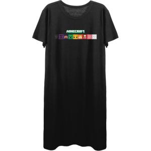 imageMinecraft Character Face Pixel Art Crew Neck Short Sleeve Womens Black TShirt DressBlack