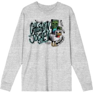 imageMinecraft Chicken Jockey Mens Athletic Heather Long Sleeve ShirtGray