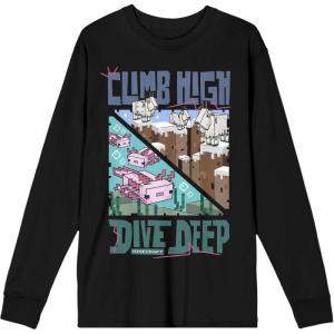 imageMinecraft Climb High Dive Deep Crew Neck Long Sleeve Womens Black TeeBlack