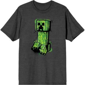 imageMinecraft Creeper Drawing Mens Charcoal Heather TShirtCharcoal