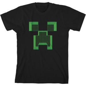 imageMinecraft Creeper Face Grid Boys Black TShirtBlack