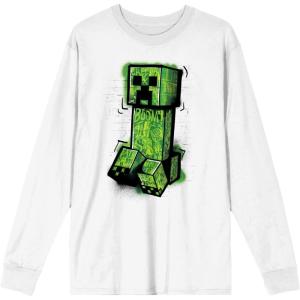 imageMinecraft Creeper Mens White Long Sleeve ShirtWhite