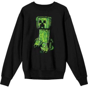 imageMinecraft Creeper Trap Graphics Mens Black Long Sleeve Crew SweatshirtBlack