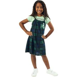 imageMinecraft Creepers Girls 2Pack Green Baby Tee ampamp Plaid Mini Dress SetMinecraft Creepers Green