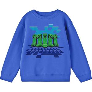 imageMinecraft Creepers Walking with Clouds and Shadows Youth Boys Royal Blue LongSleeve TeeBlue