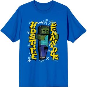 imageMinecraft Cursed Zombie Steve Hostile Behavior Mens Royal Blue TShirtRoyal