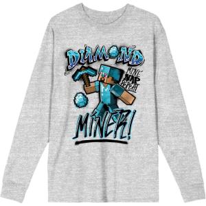 imageMinecraft Diamond Miner Mens Athletic Heather Long Sleeve ShirtGray