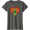 imageMinecraft Heart Logo Creeper Fill TShirtAsphalt Grey