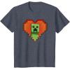 imageMinecraft Heart Logo Creeper Fill TShirtHeather Blue