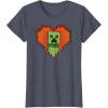imageMinecraft Heart Logo Creeper Fill TShirtHeather Blue