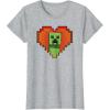 imageMinecraft Heart Logo Creeper Fill TShirtHeather Grey
