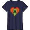 imageMinecraft Heart Logo Creeper Fill TShirtNavy Blue