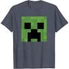imageMinecraft Creeper Big Face TShirtHeather Blue