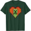 imageMinecraft Heart Logo Creeper Fill TShirtDark Green