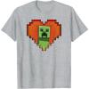 imageMinecraft Heart Logo Creeper Fill TShirtHeather Grey