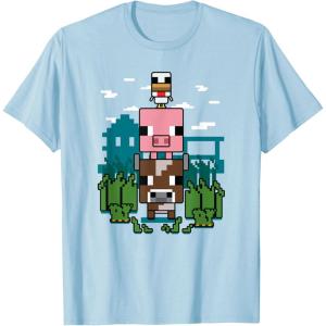imageMinecraft Farm Animal Stack Poster TShirtBaby Blue