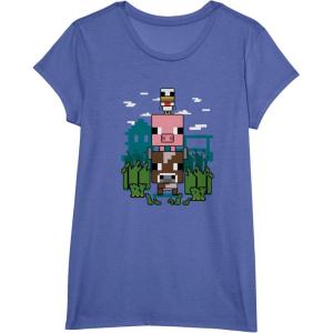 imageMinecraft Farm Animal Stack Poster TShirtBright Blue Heather