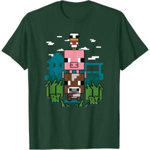 imageMinecraft Farm Animal Stack Poster TShirtDark Green