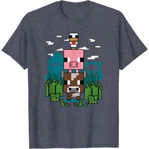 imageMinecraft Farm Animal Stack Poster TShirtHeather Blue