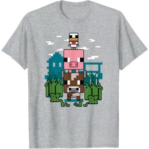 imageMinecraft Farm Animal Stack Poster TShirtHeather Grey