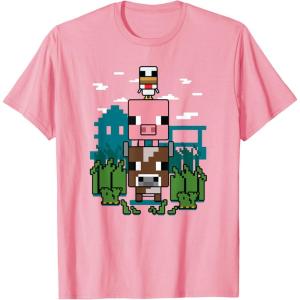 imageMinecraft Farm Animal Stack Poster TShirtPink