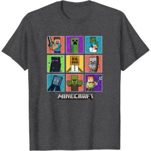 imageMinecraft Group Shot Colored Box Up TShirtDark Heather Grey