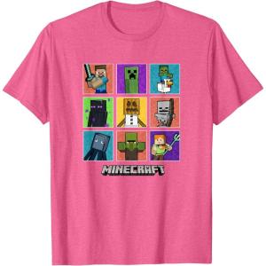 imageMinecraft Group Shot Colored Box Up TShirtPink Heather