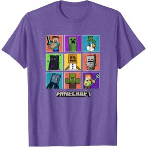 imageMinecraft Group Shot Colored Box Up TShirtPurple Heather