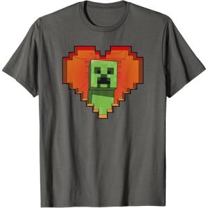 imageMinecraft Heart Logo Creeper Fill TShirtAsphalt Grey
