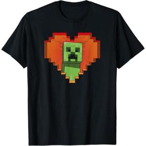 imageMinecraft Heart Logo Creeper Fill TShirtBlack