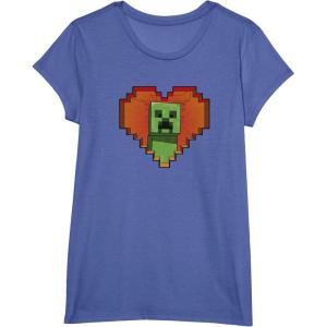 imageMinecraft Heart Logo Creeper Fill TShirtBright Blue Heather