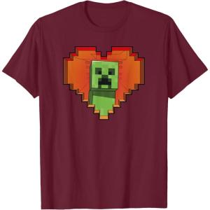 imageMinecraft Heart Logo Creeper Fill TShirtBurgundy