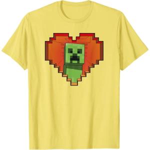imageMinecraft Heart Logo Creeper Fill TShirtLemon Yellow