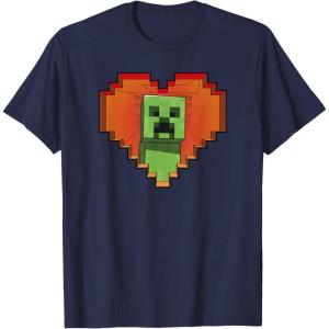 imageMinecraft Heart Logo Creeper Fill TShirtNavy Blue