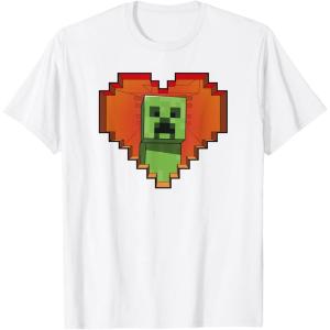 imageMinecraft Heart Logo Creeper Fill TShirtWhite