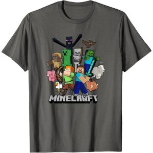 imageMinecraft Heroes ampamp Enemies Group Shot TShirtAsphalt Grey