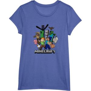 imageMinecraft Heroes ampamp Enemies Group Shot TShirtBright Blue Heather