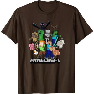 imageMinecraft Heroes ampamp Enemies Group Shot TShirtBrown