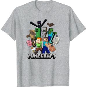imageMinecraft Heroes ampamp Enemies Group Shot TShirtHeather Grey