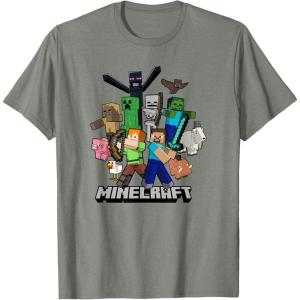 imageMinecraft Heroes ampamp Enemies Group Shot TShirtOlive Heather