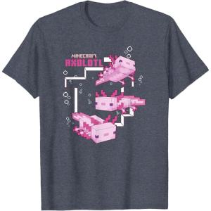 imageMinecraft Pink Axolotl Pond TShirtHeather Blue