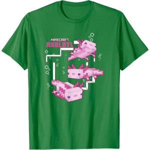 imageMinecraft Pink Axolotl Pond TShirtKelly Green