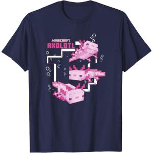 imageMinecraft Pink Axolotl Pond TShirtNavy Blue