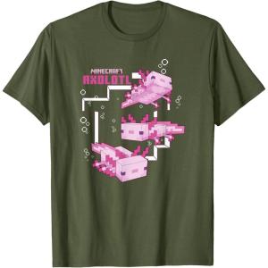 imageMinecraft Pink Axolotl Pond TShirtOlive Green